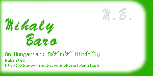 mihaly baro business card